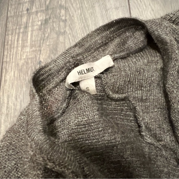 Helmut Lang Helmut Voltage draped waterfall grey Eco alpaca silk cardigan - Picture 3 of 6